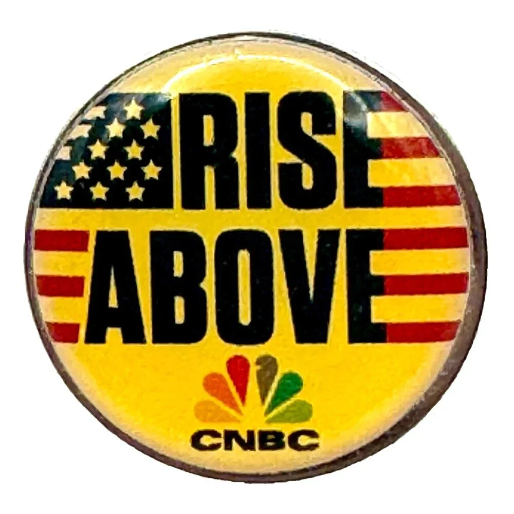 Rise Above CNBC Resin Pin American Flag Vintage Lapel Pinkback Collectible NBC